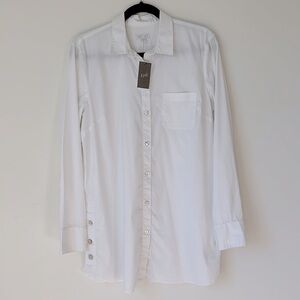 Brand New w Tags! J.JILL White Side Button Shirt Size M Tall